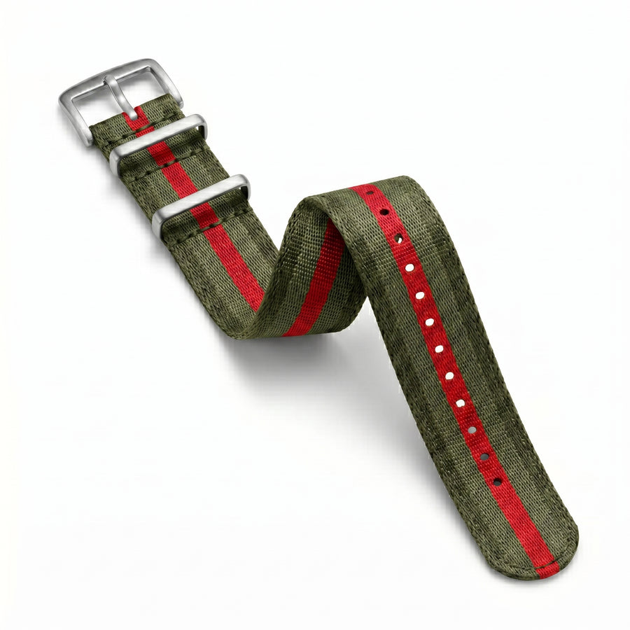 Orvani NATO Strap — Regimental Green/Red (20mm)