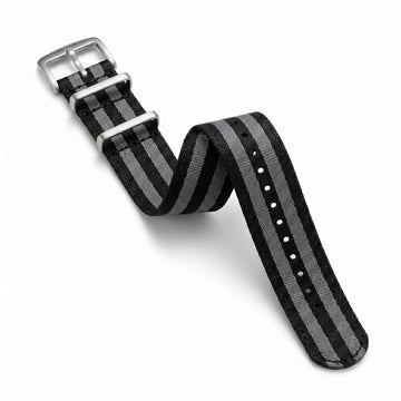 Orvani NATO Strap — Bond Black/Grey (20mm)