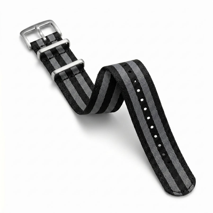 Orvani NATO Strap — Bond Black/Grey (20mm)